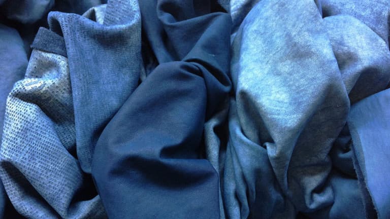 Indigo leather