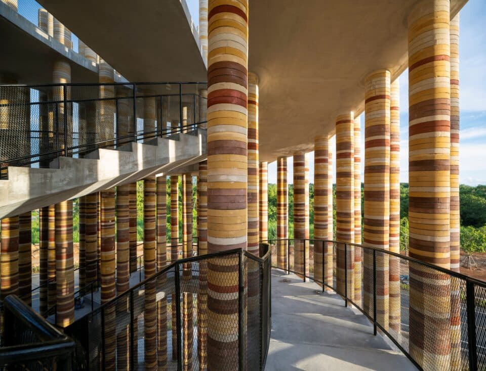 Elephant Dung Bricks Form Sculptural Tower In Thailand