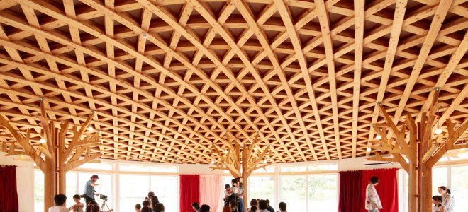 Woven Wood Roof Brings The Forest Inside