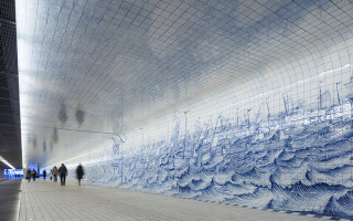 Amsterdam Tunnel Lined with 80,000 Delft Blue Tiles