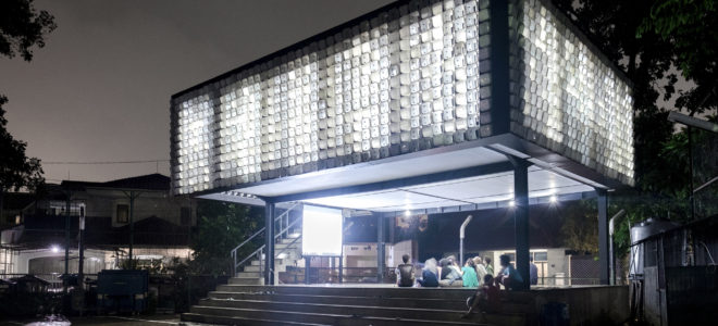 Microlibrary Facade Features 2,000 Recycled Ice Cream Containers