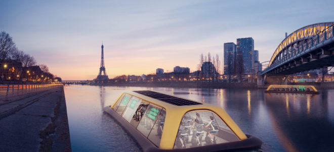 Cruising on the Seine on workout-powered Paris Navigating Gym