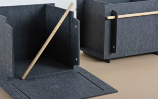 Flexible furniture made from felt composite Lanisor and wood