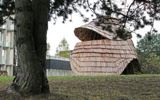 Wooden pavilion built by robots to reduce waste