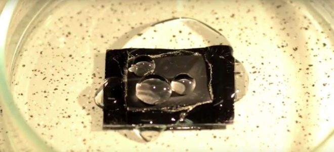 Water-repellent material sheds like a snake when damaged