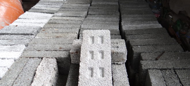 Bricks made from recycled PET bottles