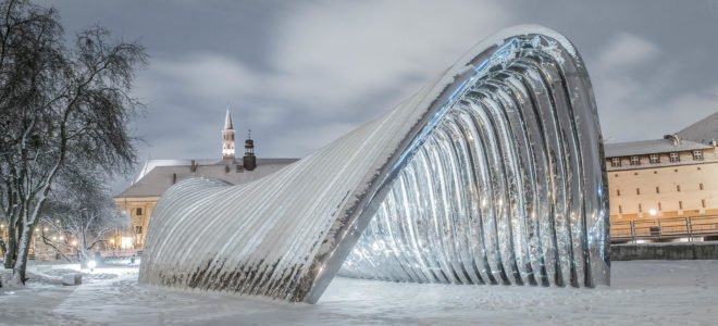 NAWA pavilion is made from inflated steel arches