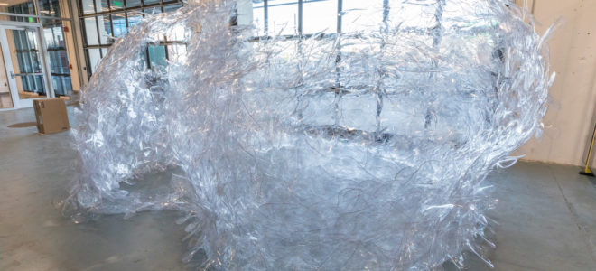 Transparent Komorebi pavilion is made from pliable plastic