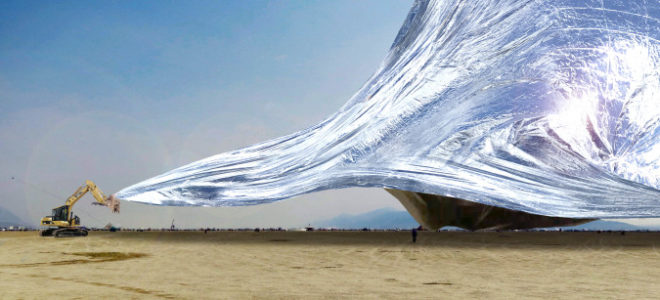 3,350 repurposed space blankets at the Burning Man Festival