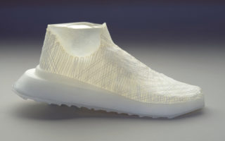 A shoe grown using microbial weaving