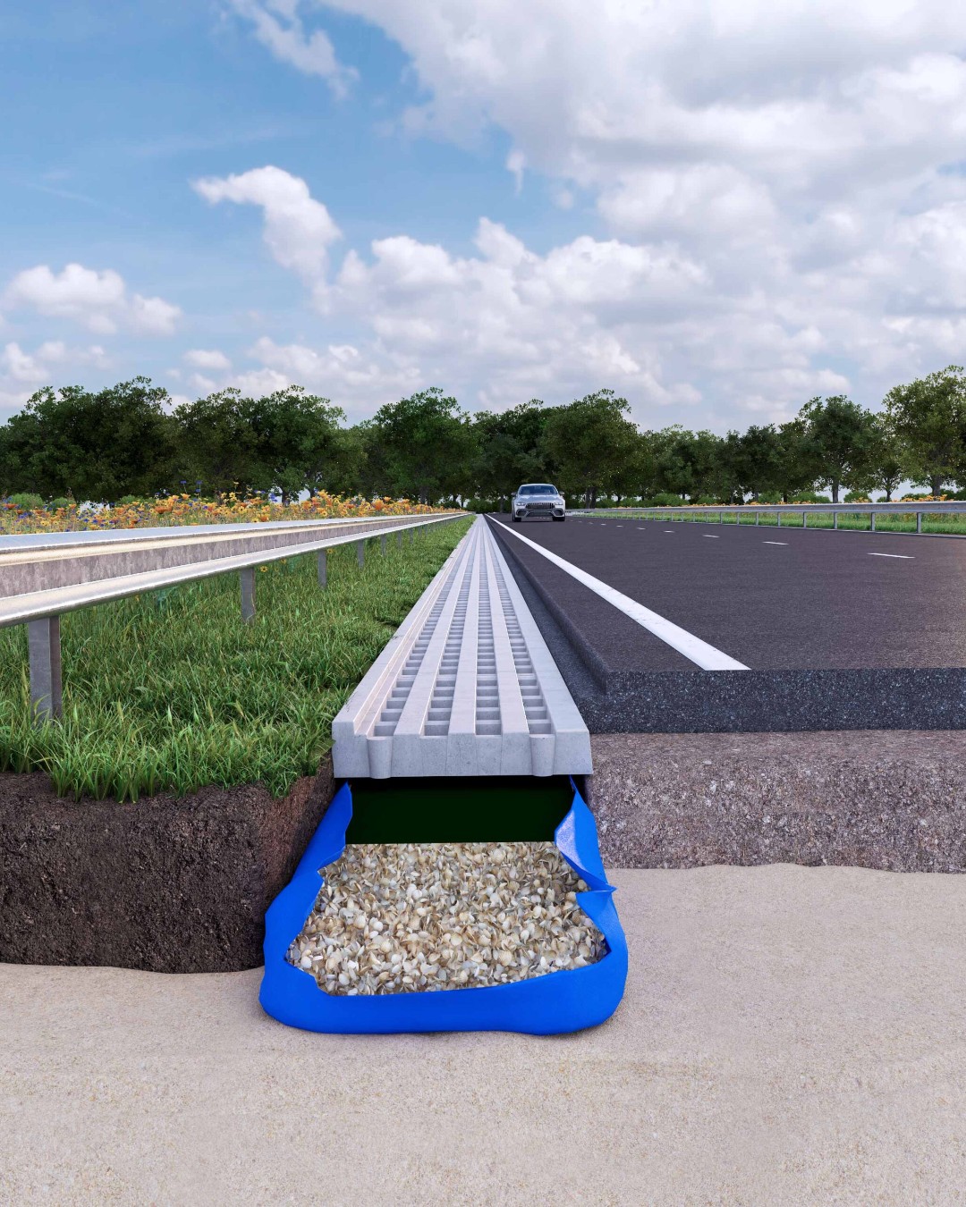 Dutch infrastructure specialist @JoostenGroep, together with construction company Heijmans and Rijkswaterstaat, is testing a new filtration system that captures tyre wear particles and microplastics from motorway rainwater runoff.

The project focuses on the Eco Roadside Filtration System (ERF), a Dutch-developed solution that filters contaminated rainwater directly at the edge of the road. The system is currently being tested at InnovA58, a sustainable infrastructure test site along the A58 motorway between Eindhoven and Tilburg.

Tyre wear particles are increasingly recognised as a major source of microplastic pollution. As vehicles travel, tiny rubber particles collect on road surfaces. During rainfall, water carries these particles into roadside verges, where they can enter soil and groundwater systems.

Read more at MaterialDistrict.com

#MaterialInspiration #Materials #Microplastics #RoadInfrastructure #SustainableInfrastructure #CircularDesign #WaterManagement #ClimateAdaptation #LandscapeArchitecture #MaterialInnovation #RoadsideEcology #DutchDesign #SustainableCities #InfrastructureInnovation #EnvironmentalDesign #BiobasedInfrastructure #ERFSystem