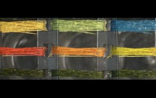 Specially dyed threads change colour in reaction to harmful gases