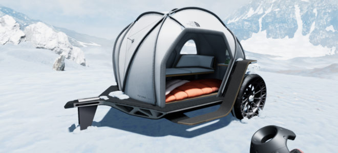 A lightweight camper made of ultra-breathable fabric