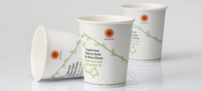 Paper cups made of fully recyclable paperboard