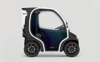 An electric car made of recycled plastic