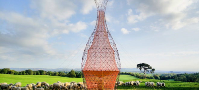 A tower to collect potable water from the air