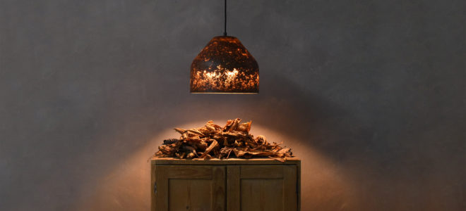 Lamps made of fallen leaves