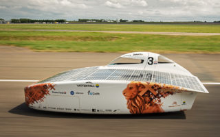 This solar car sails on the wind