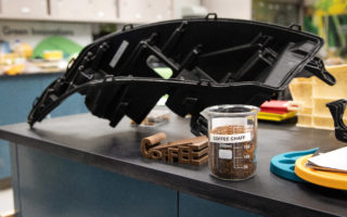 Vehicle parts made with coffee chaff