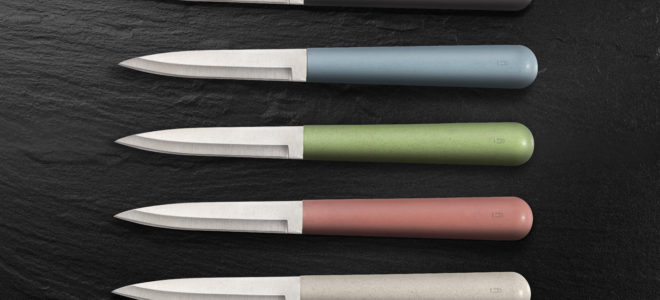 Kitchen knives with a rice-based handle
