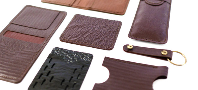 A leather-like material made of crab shells and coffee grounds