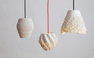 3D printed lamps made from recycled ceramics