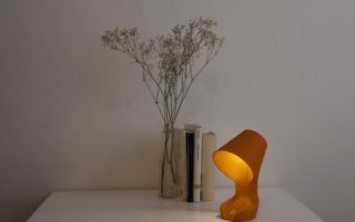A 3D printed compostable lamp made from orange peels
