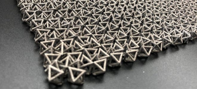 Chain mail-like material transforms from flexible to rigid upon impact