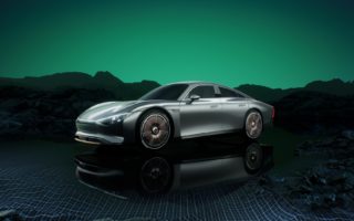 A luxurious electric car made with plant-based materials