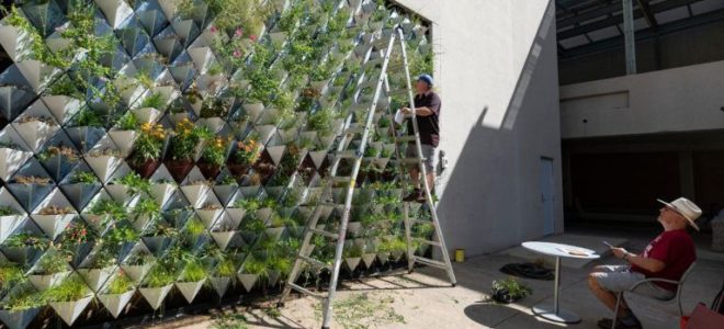 A living wall made of recycled metal