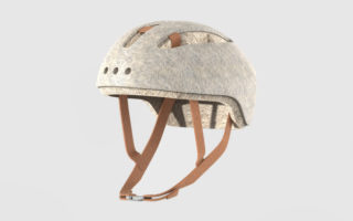 A bicycle helmet made of mycelium and hemp