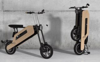 A foldable electric scooter made of bamboo