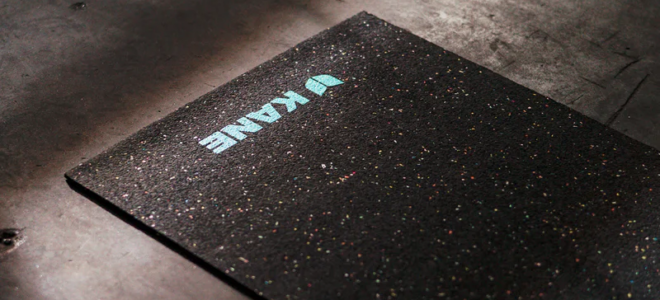 A yoga mat made of recycled shoes