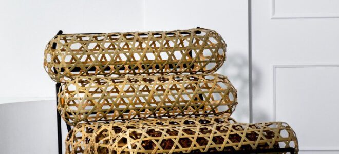 A chair made with traditional bamboo weaving techniques