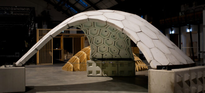 A concrete 3D printed pavilion