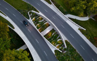 A bridge made of glass-based concrete