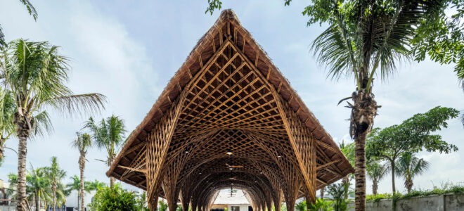 A dining hall made of bamboo