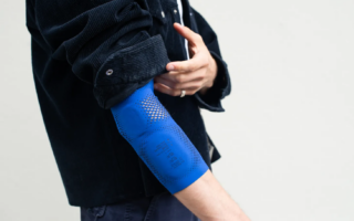 An elbow brace made with 3D printing and laser-cutting