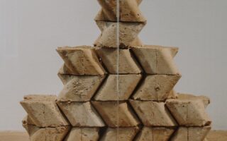 Geometric earth blocks made with 3D printed moulds