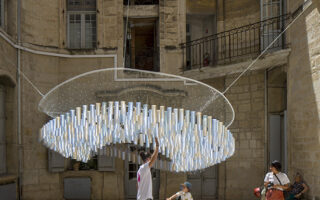 A 3D printed kinetic installation made of recycled plastic