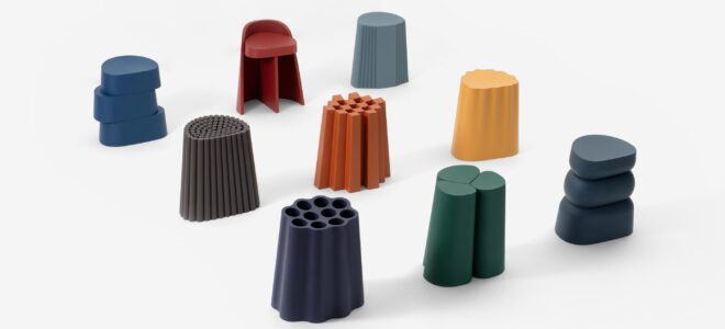 A collection of stools made from recycled ABS