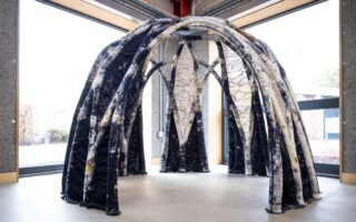 A 3D knitted, mycelium-infused structure