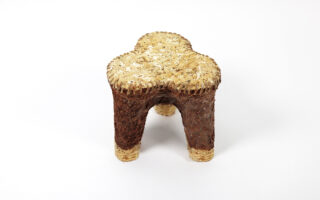 A blooming stool made of potato plastic