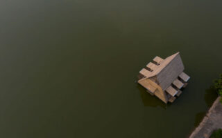 Floating bamboo houses