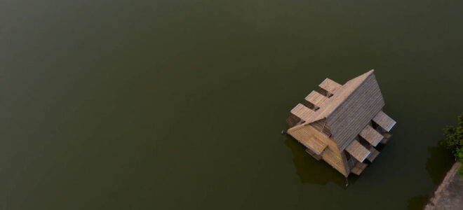 Floating bamboo houses