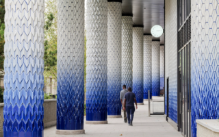 A colonnade decorated with three-dimensional porcelain tiles