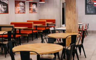 A restaurant interior made of recycled chopsticks