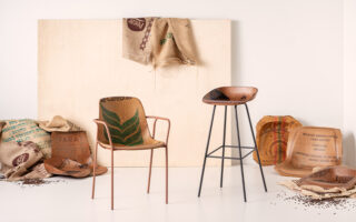 A chair made of coffee sacks