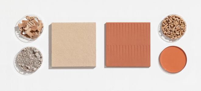 Interior panels made with paper waste