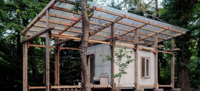 A Circular Pavilion Built Entirely from Reused Materials